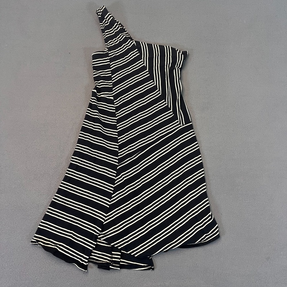 Maeve By Anthropologie Moka Dress Womens Small One Shoulder Striped Mini Diagnol